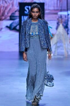 SVA Blue Geometric Print Jumpsuit & Jacket Set -Inca Sales Store 181123sva3 2