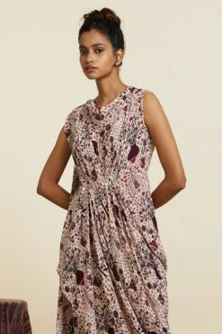 SVA Safar Printed Top With An Attached Drape & Pants -Inca Sales Store 181123sva52 4