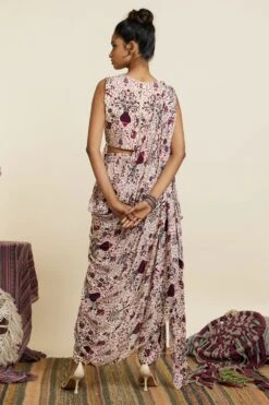 SVA Safar Printed Top With An Attached Drape & Pants -Inca Sales Store 181123sva52 5