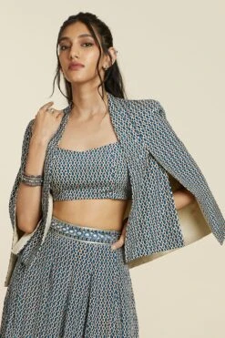 SVA Blue Geo Print Noor Jacket Set -Inca Sales Store 181123sva58 4