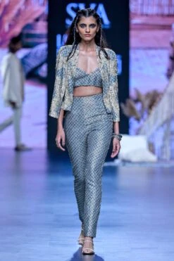 SVA Blue Embellished Jacket Set