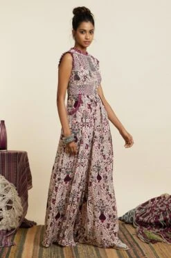 SVA Safar Merlot Jaal Print Patchwork Jumpsuit -Inca Sales Store 181123sva71 2