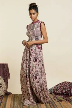 SVA Safar Merlot Jaal Print Patchwork Jumpsuit -Inca Sales Store 181123sva71 3