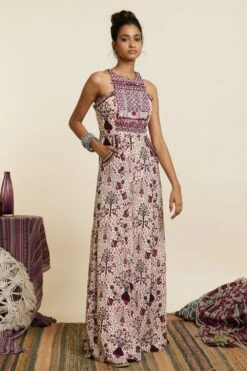 SVA Safar Merlot Jaal Printed Jumpsuit -Inca Sales Store 181123sva78 3