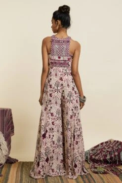 SVA Safar Merlot Jaal Printed Jumpsuit -Inca Sales Store 181123sva78 5