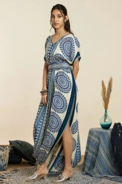 SVA Blue V-neck Draped Dress 9 SVA Blue V-neck Draped Dress -Inca Sales Store 181123sva79 3