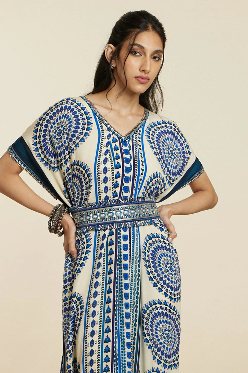 SVA Blue V-neck Draped Dress 6 SVA Blue V-neck Draped Dress - Image 4