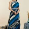 SVA Blue-Hued Stripe Print One-Shoulder Cowl Dress -Inca Sales Store 181123sva90 1