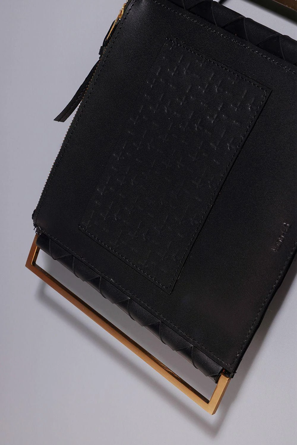 Tann-ed Timeless Black Woven Leather Sleeve Clutch 5 Tann-ed Timeless Black Woven Leather Sleeve Clutch - Image 3