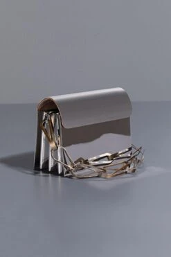 Tann-ed Futuristic Silver Leather Mini Evening Clutch -Inca Sales Store 181223td19 4