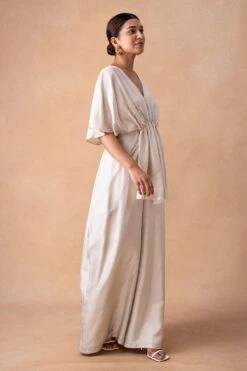 431-88 By Shweta Kapur Radiant Ivory Silk Draped Jumpsuit -Inca Sales Store 181244318801 2