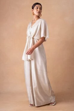 431-88 By Shweta Kapur Radiant Ivory Silk Draped Jumpsuit -Inca Sales Store 181244318801 3