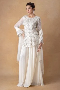 Ahilian Ivory Floral Kurta-sharara Set -Inca Sales Store 18124an10 3