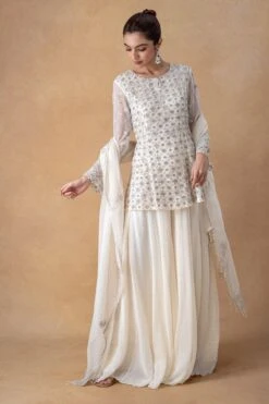 Ahilian Ivory Floral Kurta-sharara Set -Inca Sales Store 18124an10 4