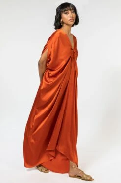 Stephany Burnt Orange Front Knot Maxi Dress -Inca Sales Store 181stp8 2