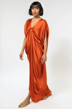 Stephany Burnt Orange Front Knot Maxi Dress -Inca Sales Store 181stp8 3