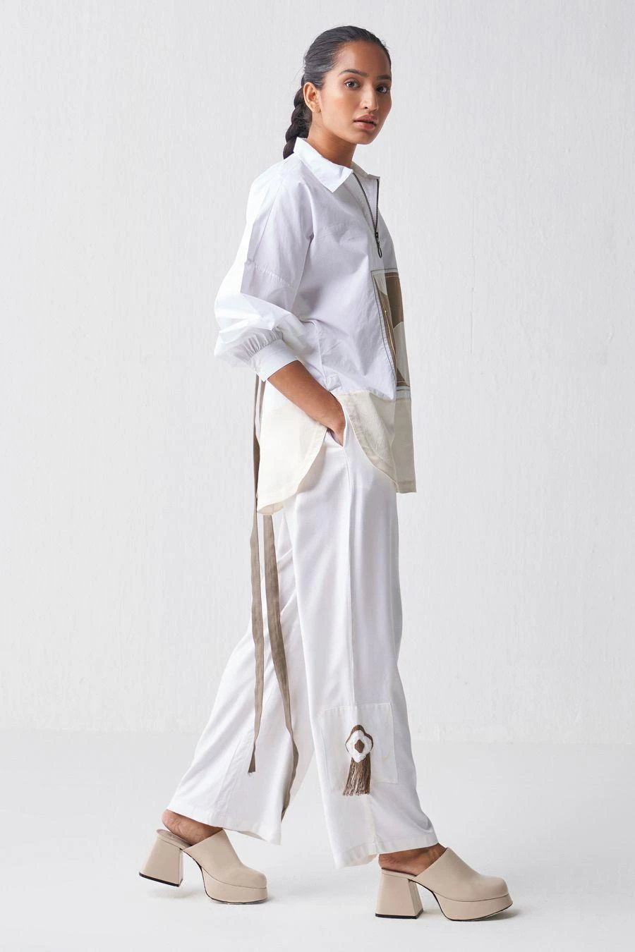 Three White Patchwork Co-ord Set 5 Three White Patchwork Co-ord Set - Image 3