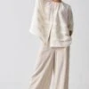Three Ivory & Beige Pleated Co-ord Set