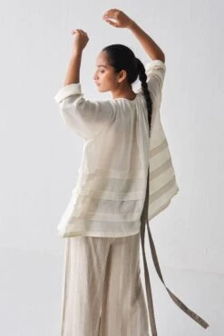 Three Ivory & Beige Pleated Co-ord Set -Inca Sales Store 18223toc20 3