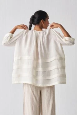 Three Ivory & Beige Pleated Co-ord Set -Inca Sales Store 18223toc20 4