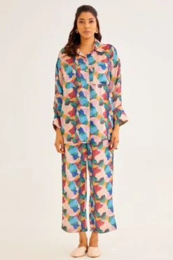 NORN Peach Abstract Printed Classic Shirt