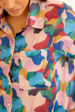 NORN Peach Abstract Printed Classic Shirt -Inca Sales Store 1823nn34 3