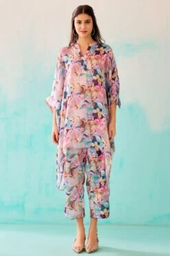Best Seller 13 NORN Pink Floral Printed Short Kaftan