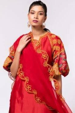 Chandrima Red Organza Dupatta 7 Chandrima Red Organza Dupatta -Inca Sales Store 182chnd20 2