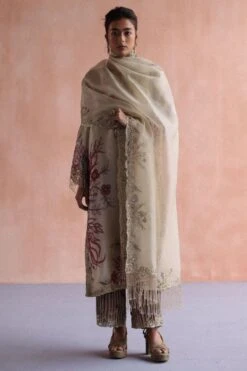 Archana Jaju Ivory & Rose Hand Painted Kalamkari Kurta Set