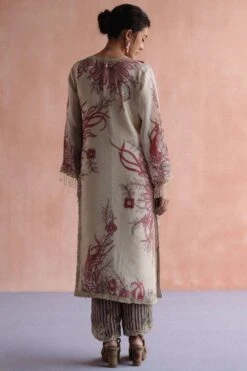 Archana Jaju Ivory & Rose Hand Painted Kalamkari Kurta Set -Inca Sales Store 18423ajh1 6
