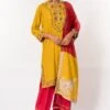 Divya Sheth Yellow & Red Embroidered Dupatta -Inca Sales Store 184dy11 1