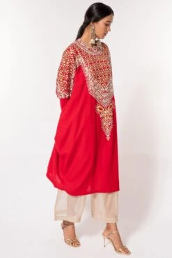 Divya Sheth Red Gota Embroidered Kaftan Set -Inca Sales Store 184dy15 3