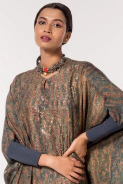Divya Sheth Grey Hand-block Printed Kaftan -Inca Sales Store 184dy16 4