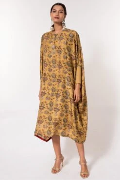 Best Seller 17 Divya Sheth Mustard Hand-block Printed Kaftan