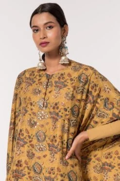 Divya Sheth Mustard Hand-block Printed Kaftan 10 Divya Sheth Mustard Hand-block Printed Kaftan -Inca Sales Store 184dy18 4