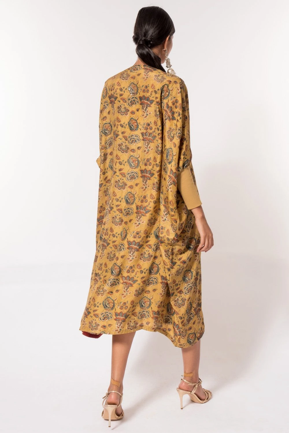 Divya Sheth Mustard Hand-block Printed Kaftan 7 Divya Sheth Mustard Hand-block Printed Kaftan - Image 5
