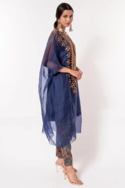 Divya Sheth Blue Embellished Kaftan With Inner & Pants -Inca Sales Store 184dy22 3