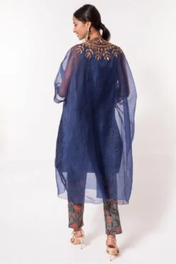 Divya Sheth Blue Embellished Kaftan With Inner & Pants -Inca Sales Store 184dy22 5