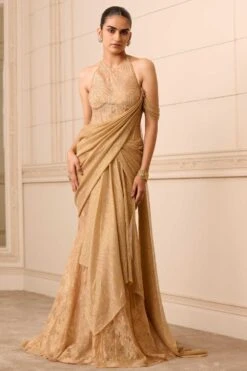 Tarun Tahiliani Champagne Gold Concept Sari