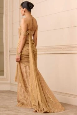Tarun Tahiliani Champagne Gold Concept Sari -Inca Sales Store 18523tt7 4