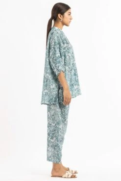 Three Soft Blue Printed Narrow Pants -Inca Sales Store 185thr11 2