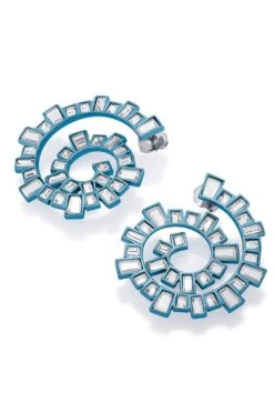 Isharya Aqua Blue Spiral Earrings -Inca Sales Store 18723iya2 3