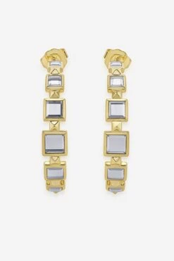 Isharya Limelight Mirror & Metal Pyramid Hoop Earrings -Inca Sales Store 18723iya24 2
