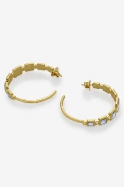 Isharya Limelight Mirror & Metal Pyramid Hoop Earrings -Inca Sales Store 18723iya24 4