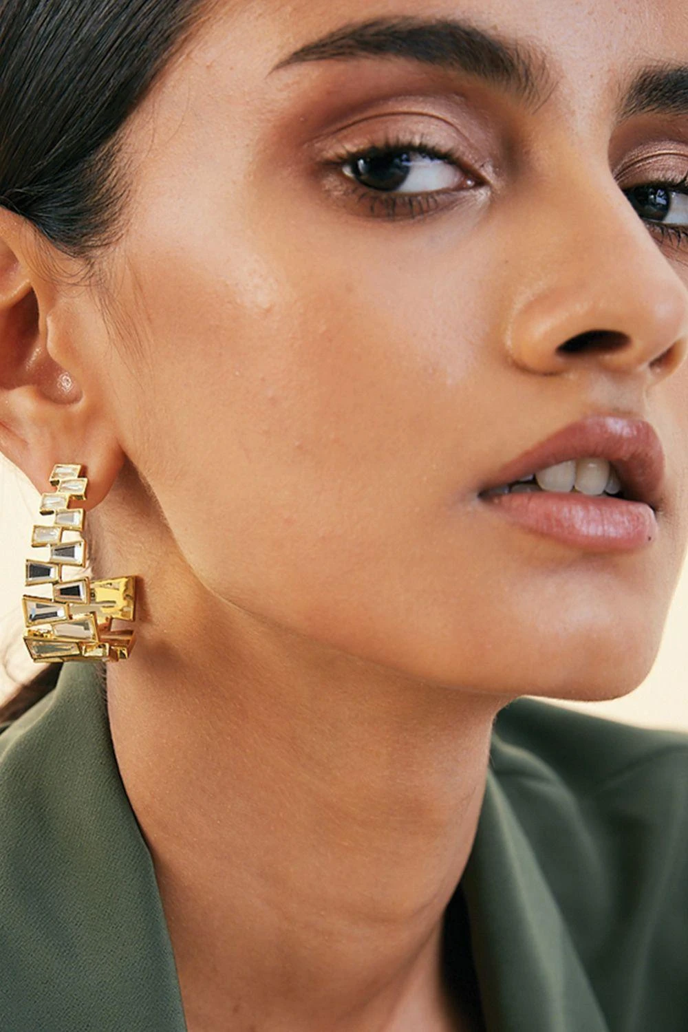 Isharya Angel Dust Baguette Mirror Hoop Earrings 3 Isharya Angel Dust Baguette Mirror Hoop Earrings