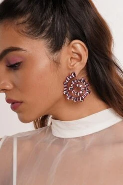 Isharya Pink Spiral Earrings