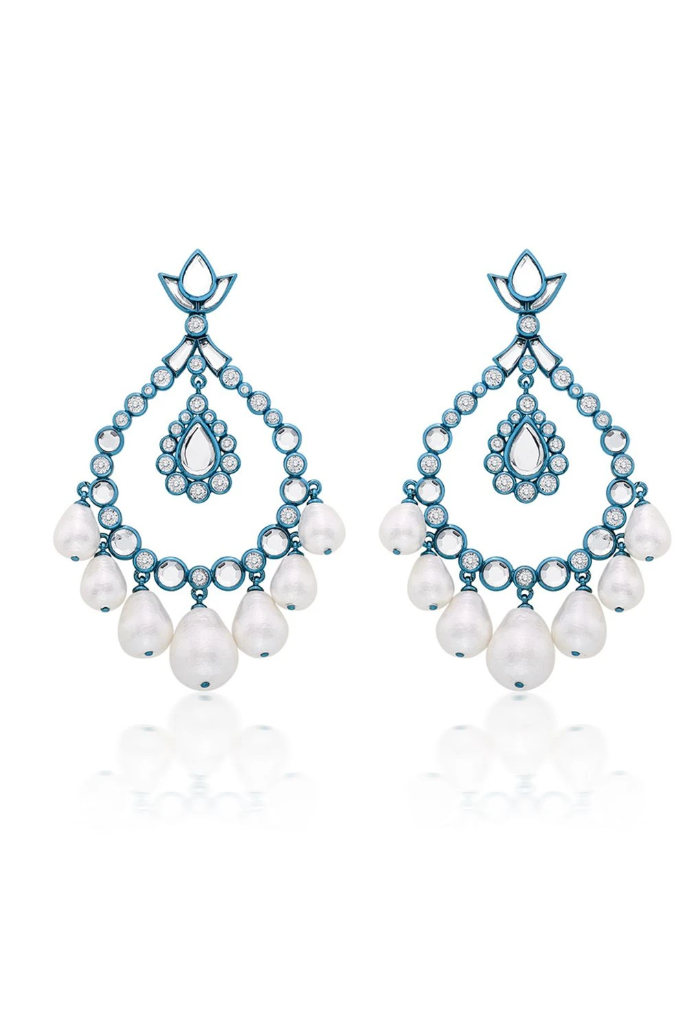 Isharya Aqua Blue Crystal Pearl Earrings 4 Isharya Aqua Blue Crystal Pearl Earrings - Image 2
