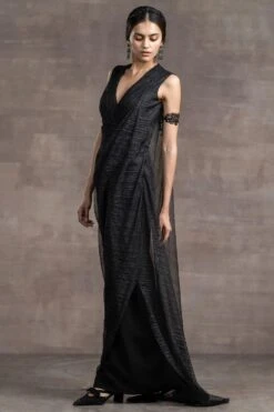 Tarun Tahiliani Black Draped Dress -Inca Sales Store 187tt15 3 1