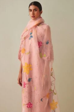 Chandrima Old Rose Applique Dupatta -Inca Sales Store 18823ca24 2