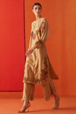 Chandrima Beige Floral Embroidered Kimono Kurta -Inca Sales Store 18823ca4 2